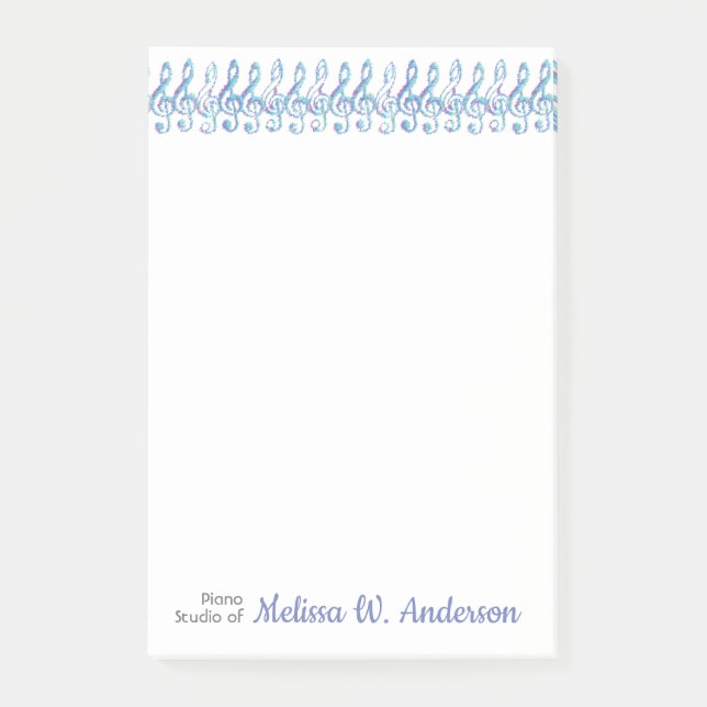 Personalisierter Spaß, zittrige Rainbow Treble Cle Post-it Klebezettel (Vorderseite)