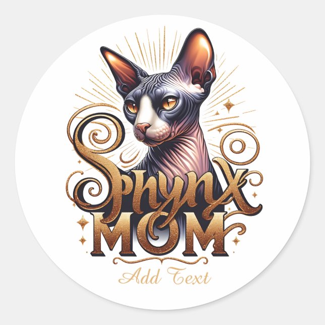 Personalisierter Sphynx Cat Mama Muttertag Runder Aufkleber (Vorderseite)