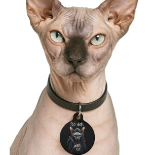 Personalisierter Sphynx-Katze Sensenmann Haustiermarke