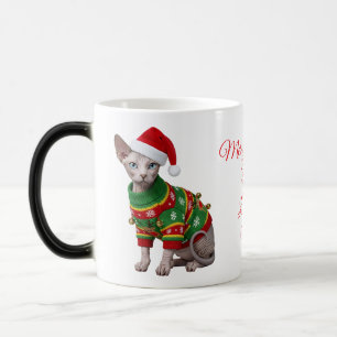 Personalisierter Sphynx-Katzen hässlicher Weihnach Verwandlungstasse