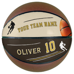 Personalisierter Spieler-Teamname-Silhouette Basketball