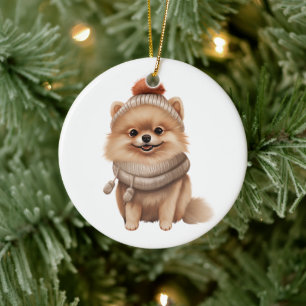Personalisierter Spitz Hunde Kunst Keramik Ornament