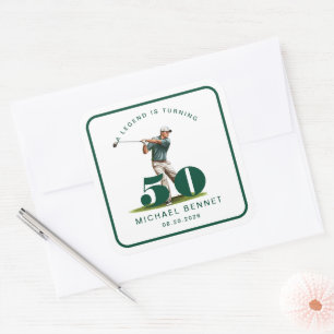 Personalisierter Sport Golf 50. Geburtstag Quadratischer Aufkleber