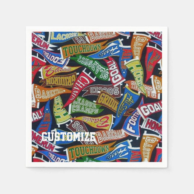 Personalisierter Sportfan Muster Napkins Serviette (Vorderseite)