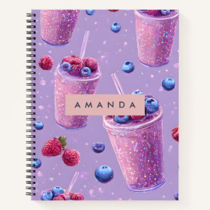 Personalisierter sprudelnder Beeren-Glück-Purple-S Notizbuch