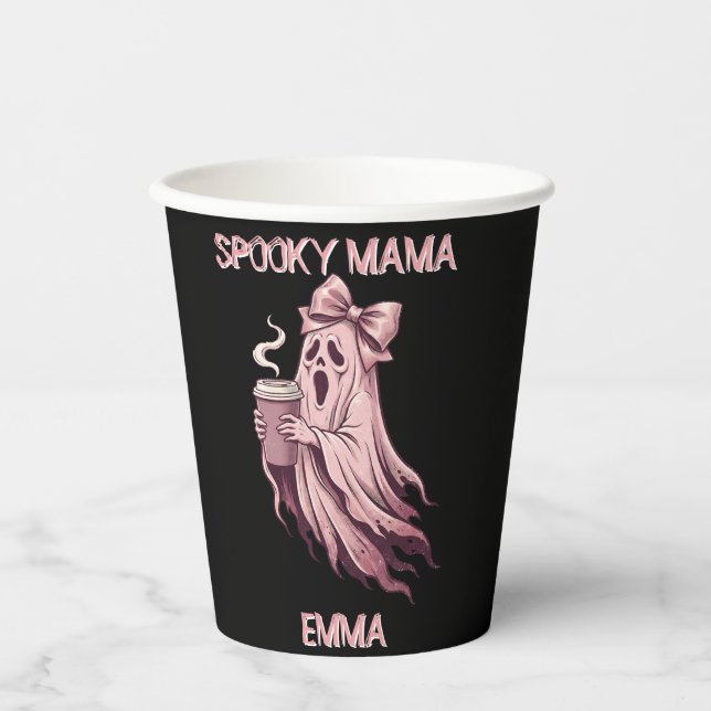Personalisierter Spuk-Mama-Coquette-Kaffee-Geist Pappbecher (Vorderseite)