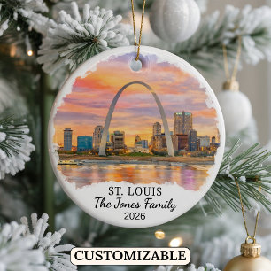 Personalisierter St. Louis-Schmuck, Maßgeschneider Keramik Ornament