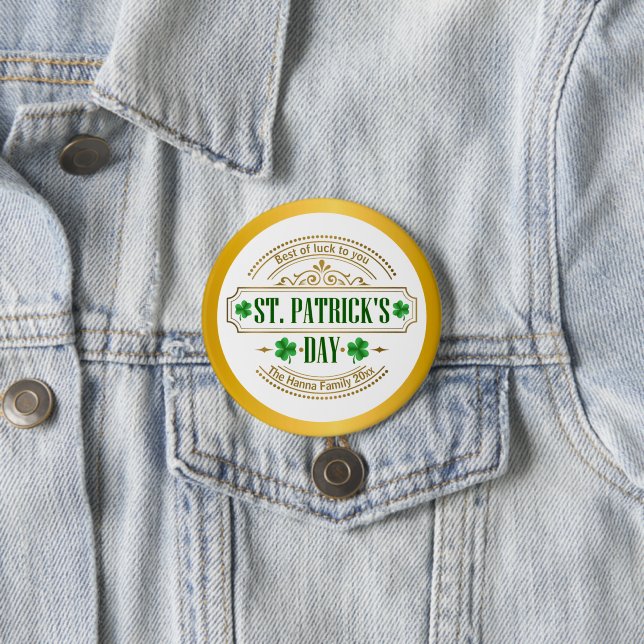 Personalisierter St. Patrick's Day I Glück der Ire Button (Beispiel)