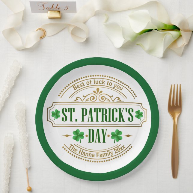 Personalisierter St. Patrick's Day I Glück der Ire Pappteller (Hochzeit)