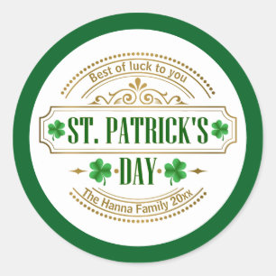 Personalisierter St. Patrick's Day I Glück der Ire Runder Aufkleber