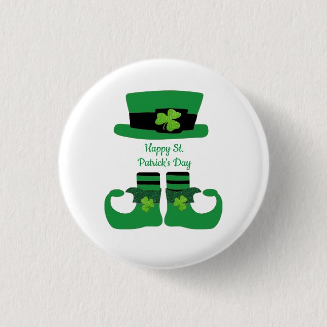 Personalisierter St. Patrick's Day Irischer Leprec Button (Vorderseite)