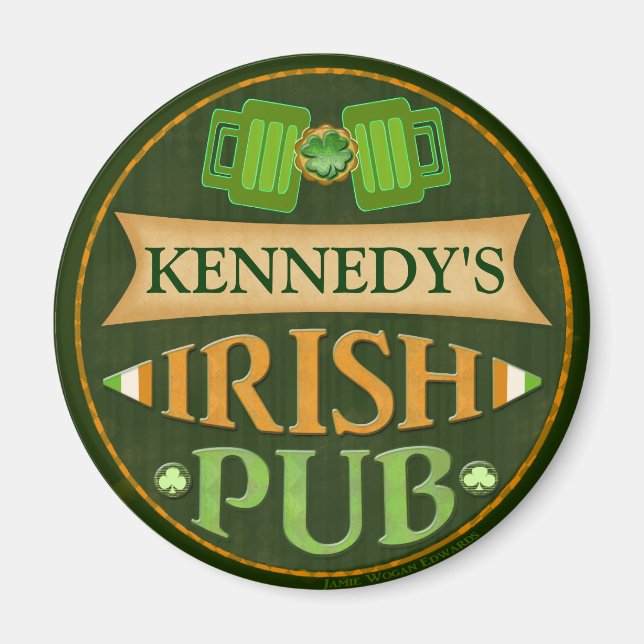 Personalisierter St. Patrick's Day Irish Pub Magne Magnet (Vorne)