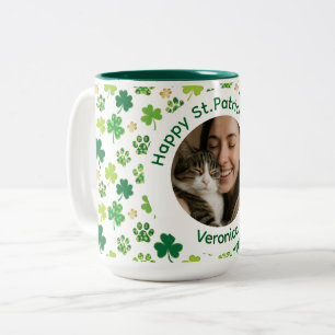 Personalisierter St. Patrick's Day Katzen-Mutter-F Zweifarbige Tasse