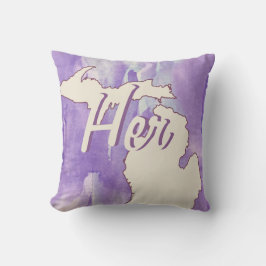 Personalisierter Staat Michigan Lila Watercolor Kissen
