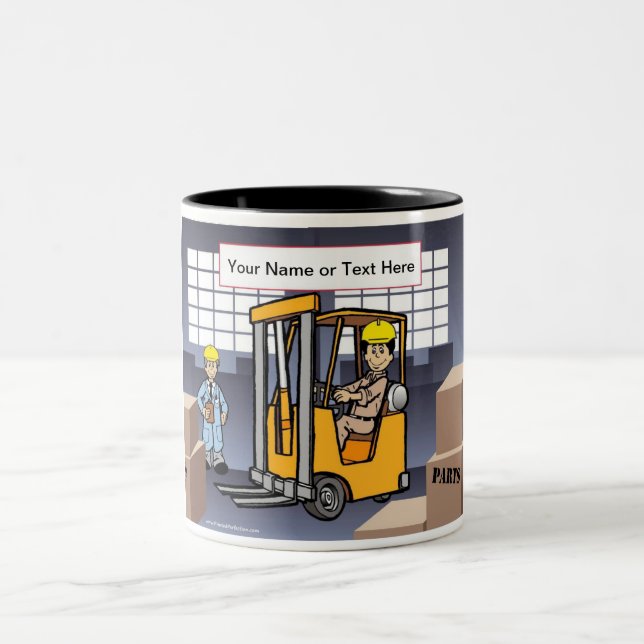 Personalisierter Stapler - Männlicher Cartoon Zweifarbige Tasse (Mittel)