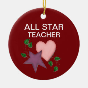 Personalisierter Star und Herzlehrer Ornament