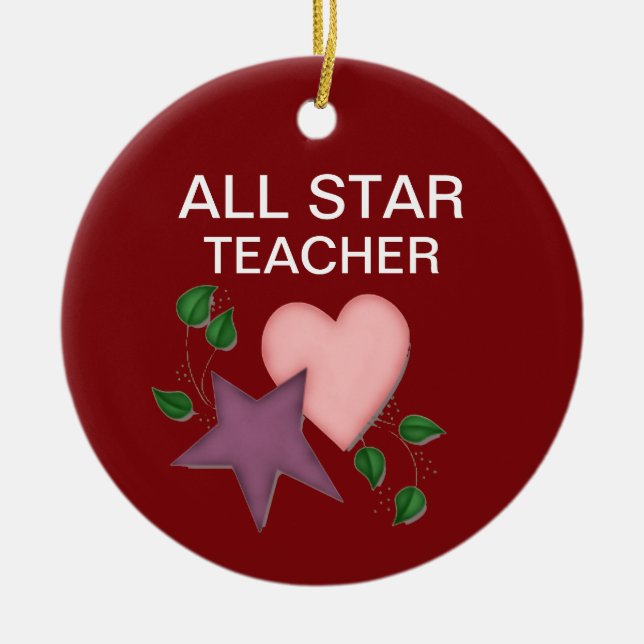 Personalisierter Star und Herzlehrer Ornament (Vorne)