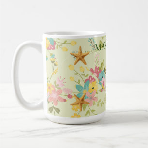 Personalisierter Starfish Rosa Gelbe Grüne Florenz Kaffeetasse