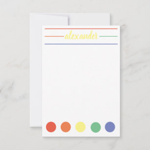 Personalisierter stationärer Rainbow-Name Mitteilungskarte