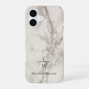 Personalisierter staubiger Schwarz-Weiß-Marmor-Gli iPhone 16 Hülle