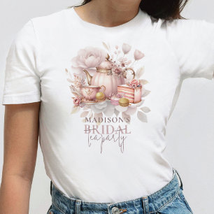 Personalisierter Staubrosa Wasserfarben-Bridal-Tea T-Shirt