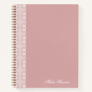 Personalisierter Staubrose-Geometrischer Blumenauf Notizbuch