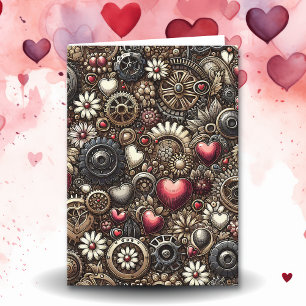 Personalisierter Steampunk Herz Valentinstag Karte
