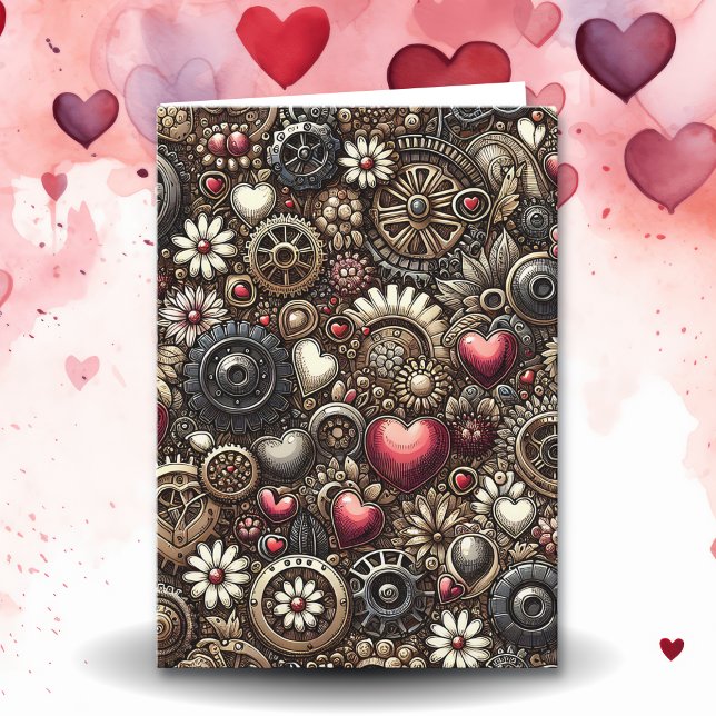 Personalisierter Steampunk Herz Valentinstag Karte (Von Creator hochgeladen)