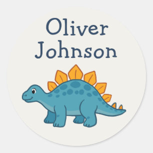 Personalisierter Stegosaurus Süßer Dinosaurier Nam Runder Aufkleber