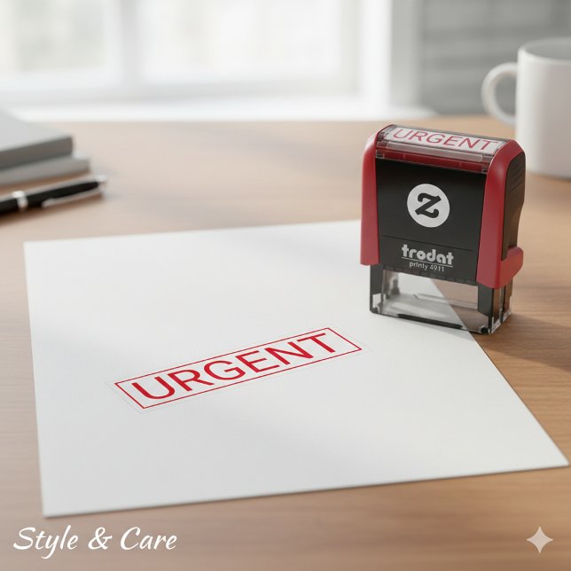 Personalisierter Stempel mit dringendem Text und S (Personalized Urgent Text Self-Inking Rubber Stamp)