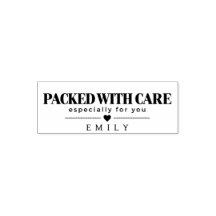 Personalisierter Stempel 'Mit Sorgfalt Verpackt Fü