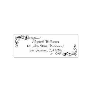 Personalisierter Stempel mit Spiralen und Blumen