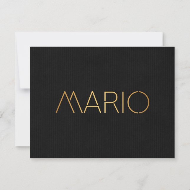 Personalisierter Stencil Schriftart Mario Gold Sch Einladung (Rückseite)