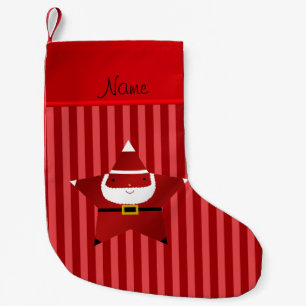 Personalisierter Stern Rote Streifen Kleiner Weihnachtsstrumpf