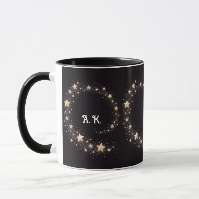 Personalisierter Stern-Spirale Anfangsbuchstabe Ge Tasse (Links)