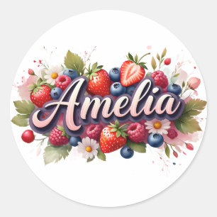 Personalisierter Sticker Amelia Berry Floral Desig