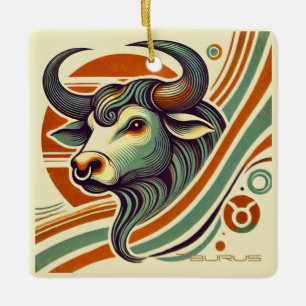 Personalisierter Stier-Sternzeichen-Weihnachtsschm Keramikornament