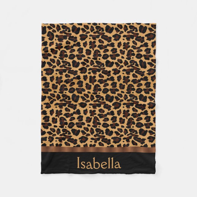 Personalisierter stilvoller Chic-Tierleopard-Druck Fleecedecke (Vorderseite)