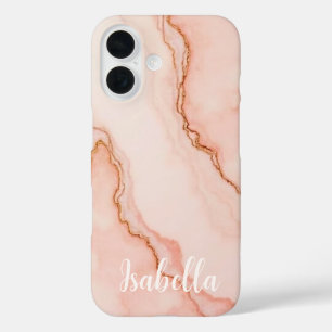 Personalisierter stilvoller rosa Marmor Modern iPhone 16 Hülle