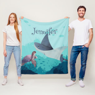 Personalisierter Stingray und Schildkröte unter Wa Fleecedecke