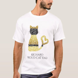 Personalisierter Stolz-Cat-Vater Schwarze Goldkatz T-Shirt