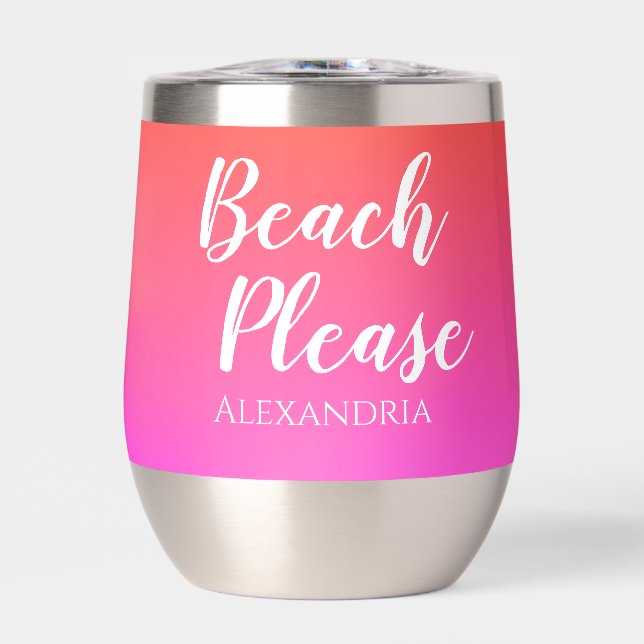 Personalisierter Strand Bitte Orange Pink Ombre (Vorderseite)
