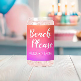 Personalisierter Strand Bitte Orange Pink Ombre Dosenglas
