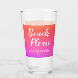 Personalisierter Strand Bitte Orange Rosa Ombre Glas