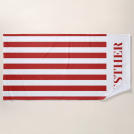 Personalisierter Strand von Cabana, rot und weiß g Strandtuch