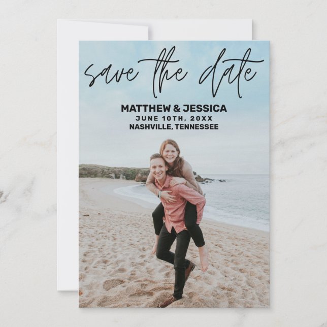 Personalisierter Strand von Foto Save the Date (Vorderseite)