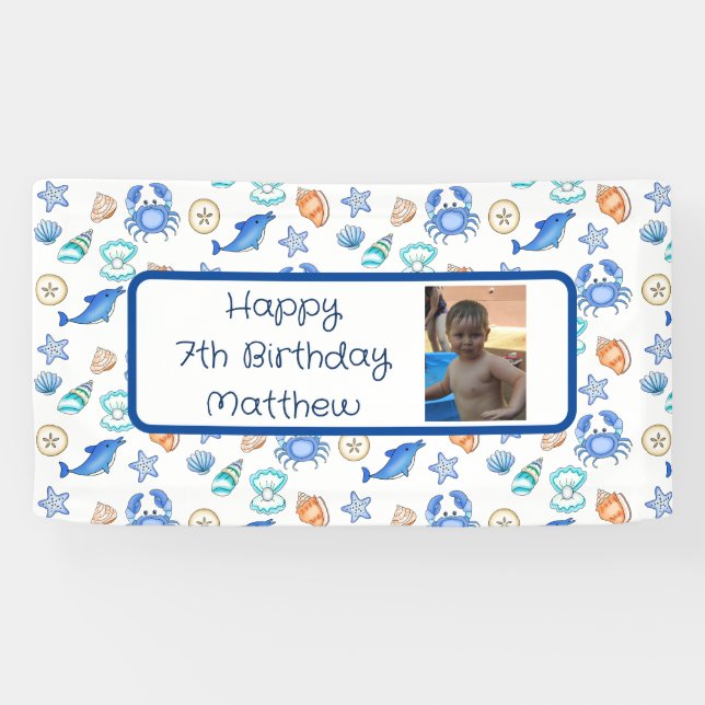 Personalisierter Strand zum Geburtstag Banner (Horizontal)