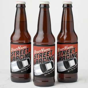 Personalisierter Straßenrennrennwagen Motorsport Bierflaschenetikett