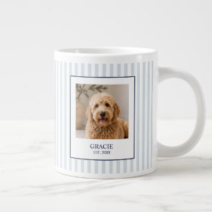 Personalisierter Streifen-Haustiername-Foto Jumbo-Tasse