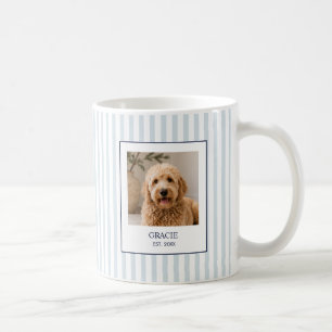 Personalisierter Streifen-Haustiername-Foto Kaffeetasse
